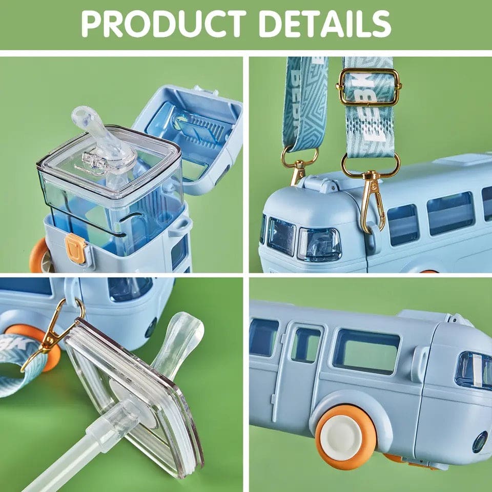 School Van Water Bottle, Summer Cute Bus Water Bottle with Strap, Toy Car Water Bottles for School Outdoor Travel, Leakproof Bus Shape Kids Small Car Straw Kettle, Portable Water Bottle for Kids, 500ml Kids Water Bottles with Straw and Shoulder Strap School Van Water Bottle, Summer Cute Bus Water Bottle with Strap, Toy Car Water Bottles for School Outdoor Travel, Leakproof Bus Shape Kids Small Car Straw Kettle, Portable Water Bottle for Kids, 500ml Kids Water Bottles with Straw and Shoulder Strap